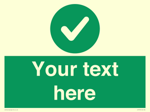 Custom green background, green circle with tick